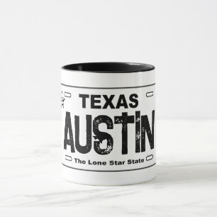 Austin Texas White Nummernschild Tasse