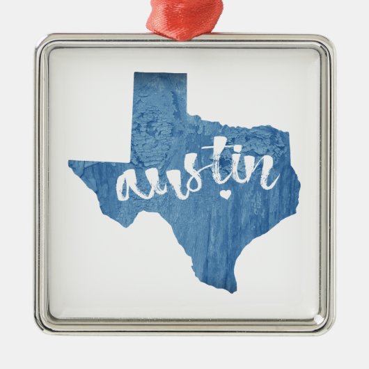 Austin, Texas Wood Grain Ornament Aus Metall (Vorne)