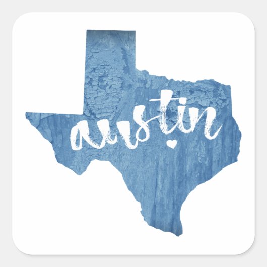 Austin, Texas Wood Grain Quadratischer Aufkleber (Vorderseite)