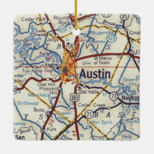 Austin TX 1955 Vintage Karte Keramikornament