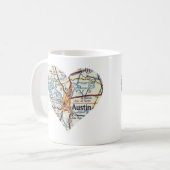 Austin TX 50's Karte Kaffeetasse (Vorderseite Links)