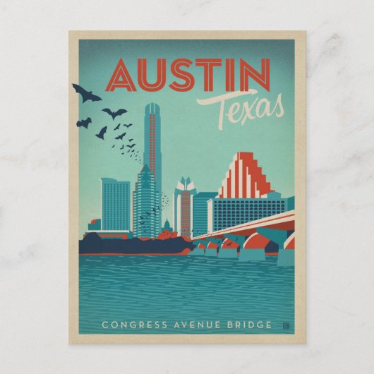 Austin, TX - Congress Avenue Bridge Postkarte (Vorderseite)