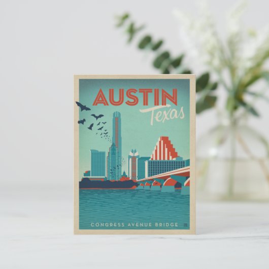 Austin, TX - Congress Avenue Bridge Postkarte (Stehend Vorderseite)