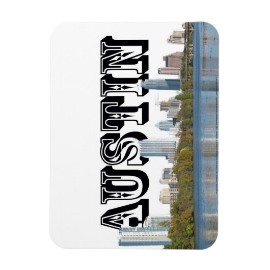 Austin TX Skyline mit Austin im Sky Magnet (Vertikal)