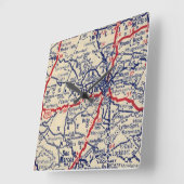 Austin TX Vintag 1941 Karte Quadratische Wanduhr (Winkel)