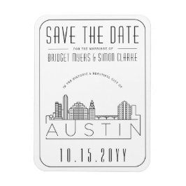 Austin, TX Wedding Stylized Skyline Save the Date Magnet