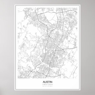 Austin, United Staaten Minimalistisch Map Poster