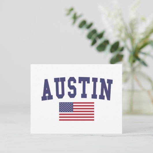 Austin US-Flagge Postkarte (Stehend Vorderseite)
