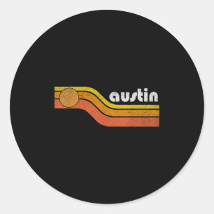 Austin - Vintage Männer Frauen 70er 80er Graphic C Runder Aufkleber