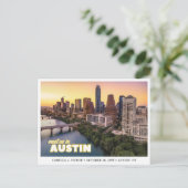 Austin Wedding Save the Date Downtown Postcard Postkarte (Stehend Vorderseite)
