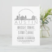 Austin Wedding | Stilisierte Skyline-Einladung Einladung (Stehend Vorderseite)