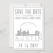 Austin Wedding | Stilisierte Skyline Save the Date Magneteinladung (Vorderseite)
