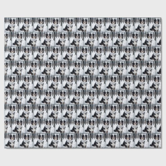 Austrailan Shepherd mit Winterskarf Geschenkpapier (Flach)