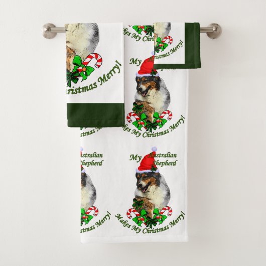 Australan Shepherd Christmas Badhandtuch Set (Insitu)
