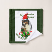 Australan Shepherd Christmas Badhandtuch Set (Waschlappen)