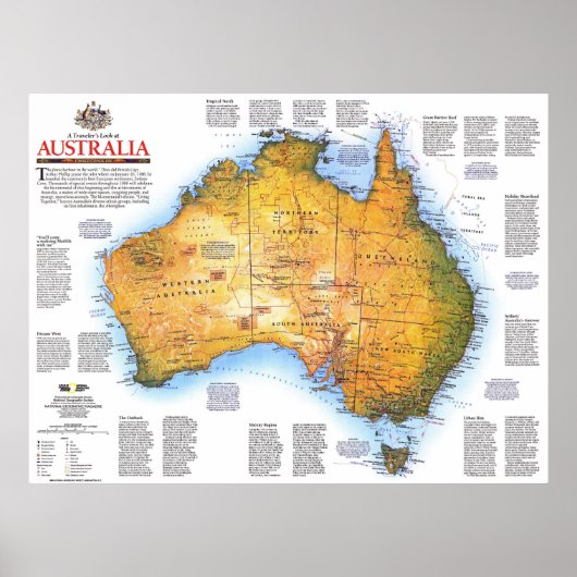 " Australia: 1988 Travel and History map ... Poster (Vorne)