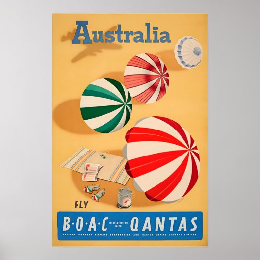 Australia Art Australian Beach Print Qantas Travel Poster (Vorne)