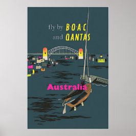 Australia Art Australian Travel Print BOAC and Qan Poster