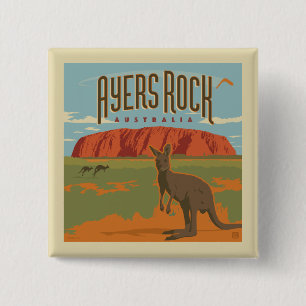 Australia   Ayers Rock Kangaroos Button