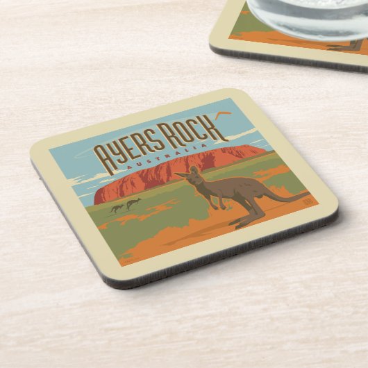 Australia | Ayers Rock Kangaroos Getränkeuntersetzer (Linke Seite)