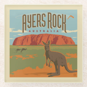 Australia   Ayers Rock Kangaroos Glasuntersetzer