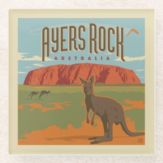Australia | Ayers Rock Kangaroos Glasuntersetzer (Vorderseite)