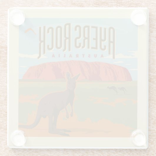 Australia | Ayers Rock Kangaroos Glasuntersetzer (Rückseite)