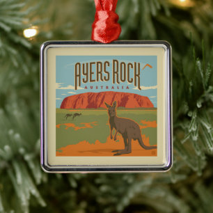 Australia   Ayers Rock Kangaroos Ornament Aus Metall
