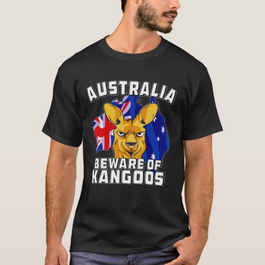 Australia Beware of Kangoos Down Under Australia T-Shirt (Vorderseite)