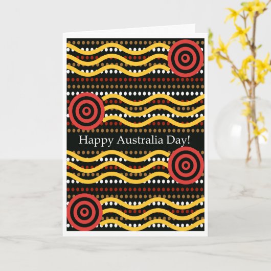 Australia Day Greeting Card, Aboriginal Dot Design Karte (Gelbe Blume)