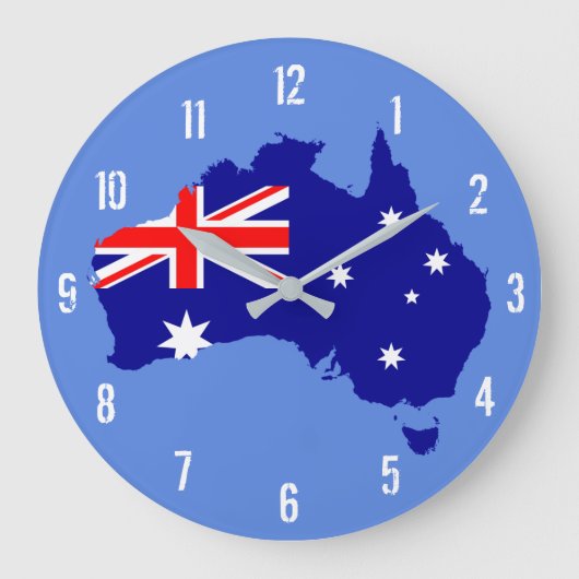 Australia Flag Map Wall Clock Große Wanduhr (Vorderseite)