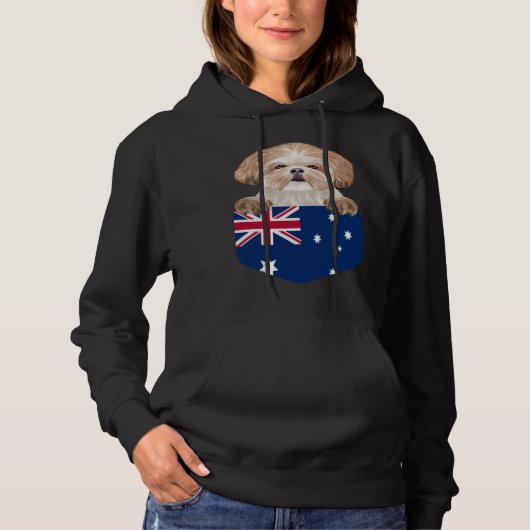 Australia Flag Shih Tzu Dog In Pocket Hoodie (Vorderseite)