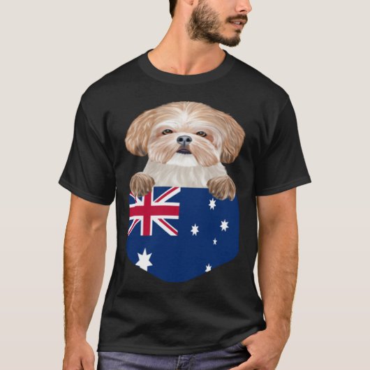 Australia Flag Shih Tzu Dog In Pocket T-Shirt (Vorderseite)