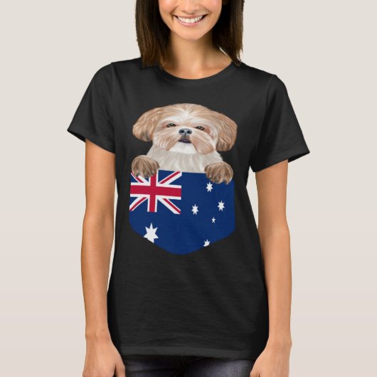 Australia Flag Shih Tzu Dog In Pocket T-Shirt (Vorderseite)