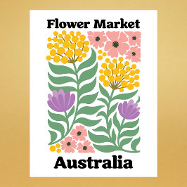 Australia Flower Market Golden Wattle Pink Blossom Postkarte