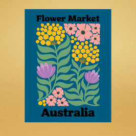 Australia Flower Market Golden Wattle Pink Blossom Postkarte