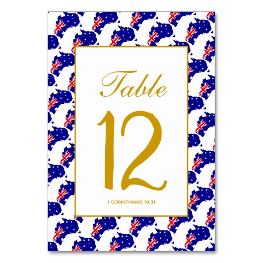 AUSTRALIA Hochzeit Special Celebration Tischnummer (Vorderseite)