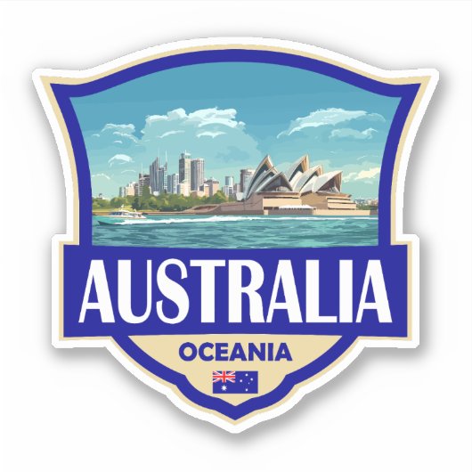 Australia Illustration Retro Badge Aufkleber (Vorderseite)