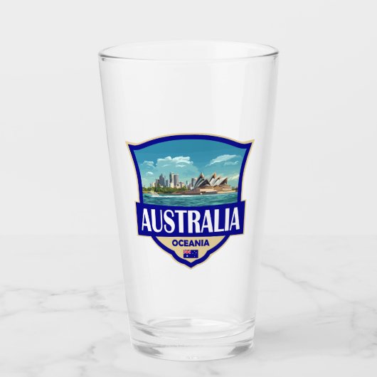 Australia Illustration Retro Badge Glas (Vorderseite)