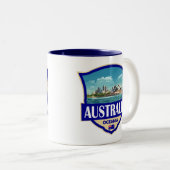 Australia Illustration Retro Badge Zweifarbige Tasse (VorderseiteRechts)