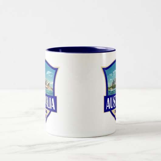 Australia Illustration Retro Badge Zweifarbige Tasse (Mittel)