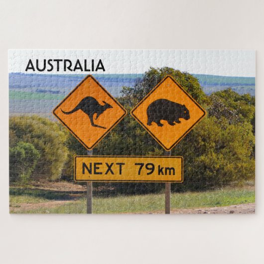 Australia: Kangaroo and wombat road signs Puzzle (Horizontal)