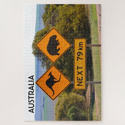 Australia: Kangaroo and wombat road signs Puzzle (Vertikal)