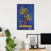 Australia Kangaroo Paws Vintage Travel Poster (Heimbüro)