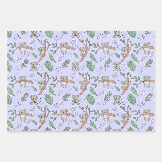 Australia Koala Bear Wrapping Paper Set of 3 Geschenkpapier Set (Vorderseite)