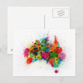Australia Paint Splashes Map Postkarte (Vorne/Hinten)