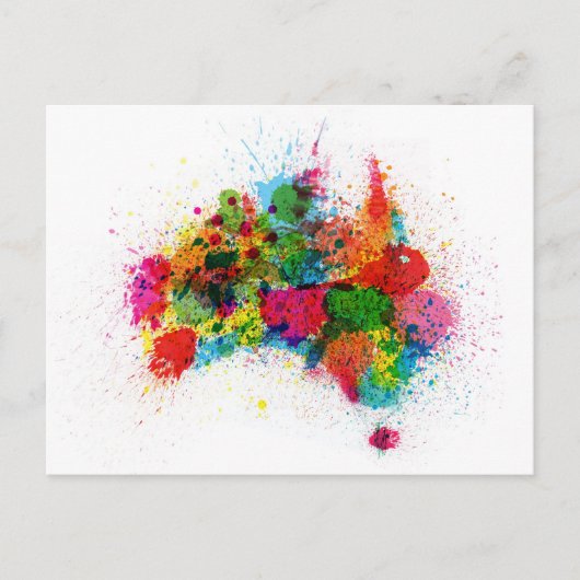 Australia Paint Splashes Map Postkarte (Vorderseite)