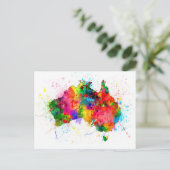 Australia Paint Splashes Map Postkarte (Stehend Vorderseite)