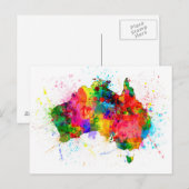 Australia Paint Splashes Map Postkarte (Vorne/Hinten)
