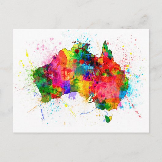 Australia Paint Splashes Map Postkarte (Vorderseite)